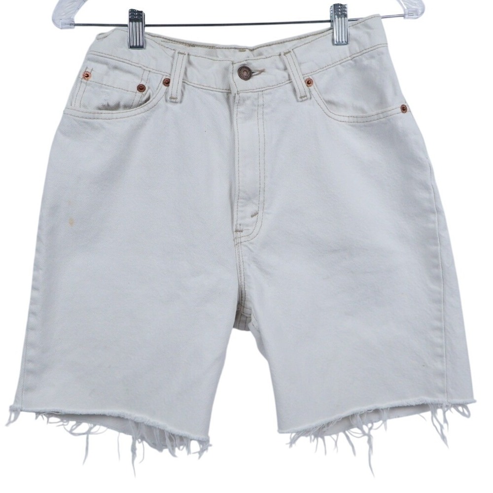 VTG 90s Levi's‎ 512 High Rise White Denim Cutoff Shorts 28" Waist Boho Festival